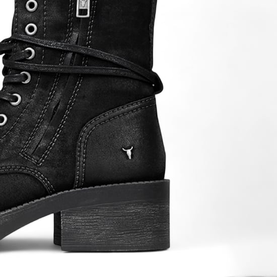 Windsorsmith Dames Zwarte Suède Combat Boots Mid-Calf Veterschoenen Bikerschoenen - Verzamelen - Image 6