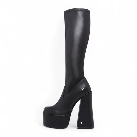 Windsorsmith Dames Zwarte Kniehoge Sokken Platform Goth Hak Laarzen - Survival - Image 3