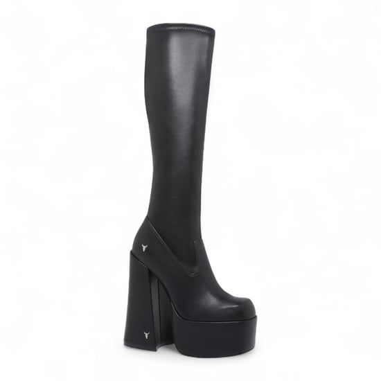 Windsorsmith Dames Zwarte Kniehoge Sokken Platform Goth Hak Laarzen - Survival - Image 4