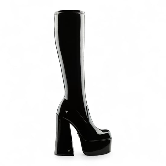 Windsorsmith Dames Zwarte Kniehoge Sokken Platform Goth Hak Laarzen - Saucy - Image 1