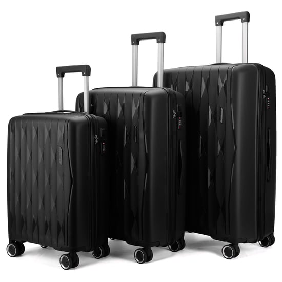 Harde zwarte kofferset met 8 wielen, TSA-koffer voor op reis - Image 1