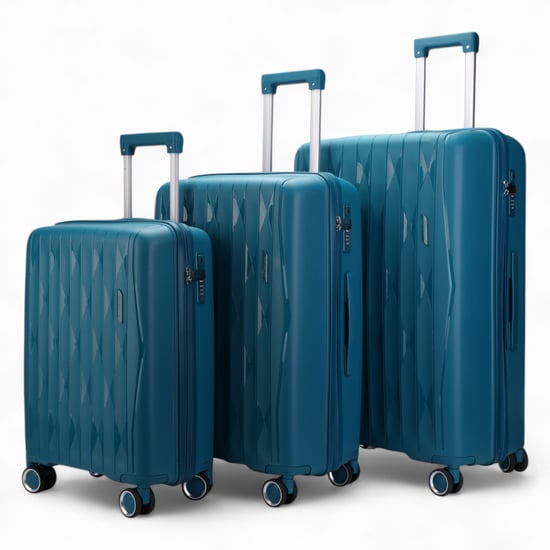 Harde kofferset in blauwgroene kleur, 8 wielen, cabine, TSA-koffer, vakantiereis - Image 4