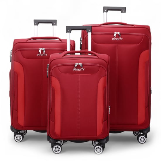 Rode uitbreidbare zachte koffer met 8 wielen, reisbagageset, lichte handbagage - Image 1