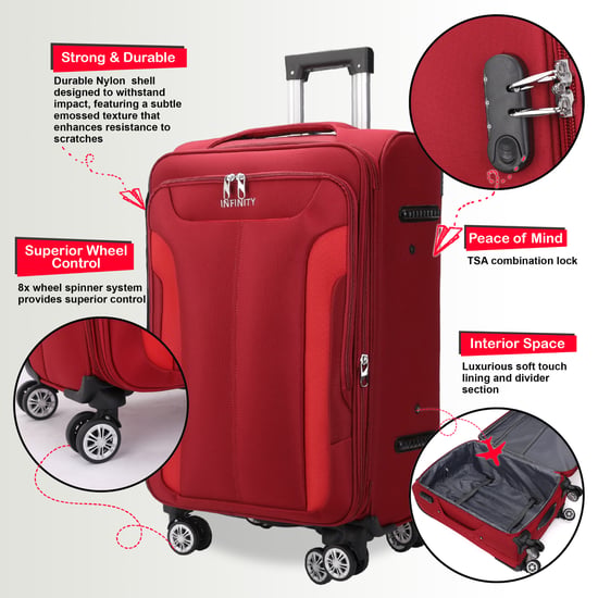 Rode uitbreidbare zachte koffer met 8 wielen, reisbagageset, lichte handbagage - Image 3