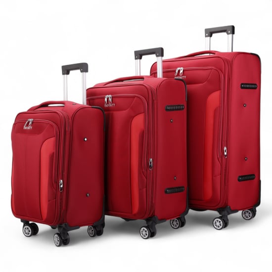 Rode uitbreidbare zachte koffer met 8 wielen, reisbagageset, lichte handbagage - Image 4