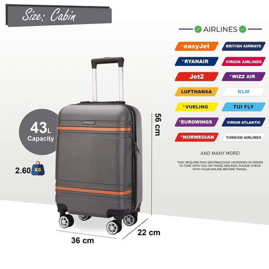 Hardshell Charcoal Black Cabine Kofferset Robuuste ABS Lichtgewicht Bagage Vakantietas - Image 5