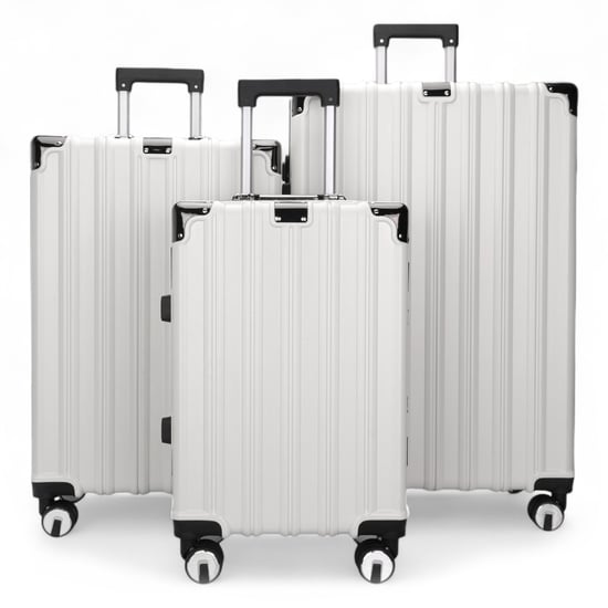 Harde witte koffer, robuuste 8-wiel bagage, handbagagetas - Image 1