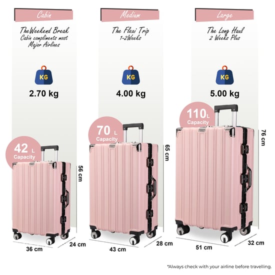 Harde roze koffer, robuuste 8-wiel bagage, handbagagetas - Image 2