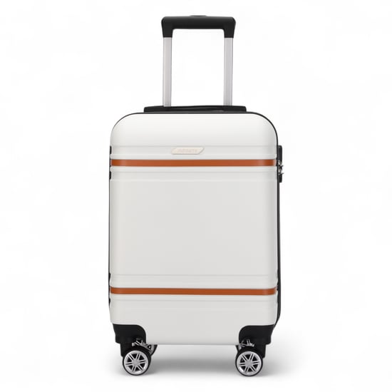 Harde crèmekleurige witte handbagagekoffer, robuuste ABS lichtgewicht bagage, vakantietas - Image 1