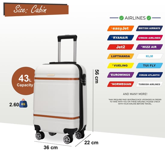 Harde crèmekleurige witte handbagagekoffer, robuuste ABS lichtgewicht bagage, vakantietas - Image 2