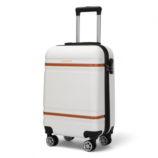 Harde crèmekleurige witte handbagagekoffer, robuuste ABS lichtgewicht bagage, vakantietas - Image 4