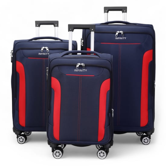 Blauwe uitbreidbare zachte koffer met 8 wielen, reisbagageset, lichte handbagage - Image 1