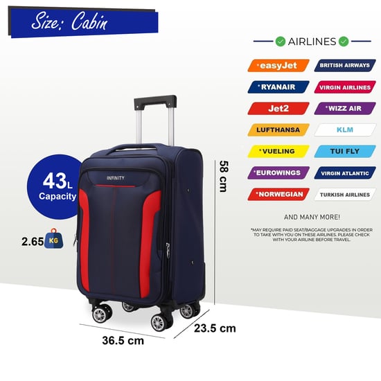 Blauwe uitbreidbare zachte koffer met 8 wielen, reisbagageset, lichte handbagage - Image 5