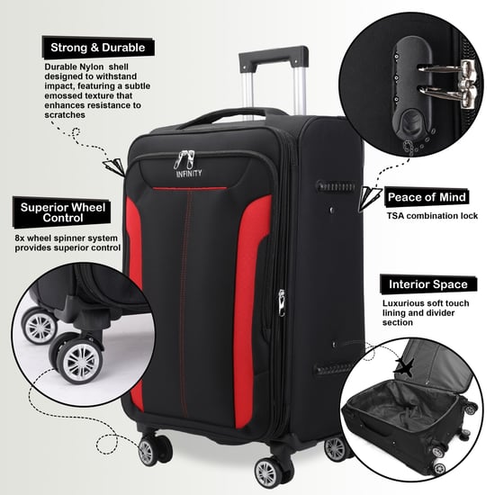 Zwarte uitbreidbare zachte koffer met 8 wielen, reisbagageset, lichte handbagage - Image 3