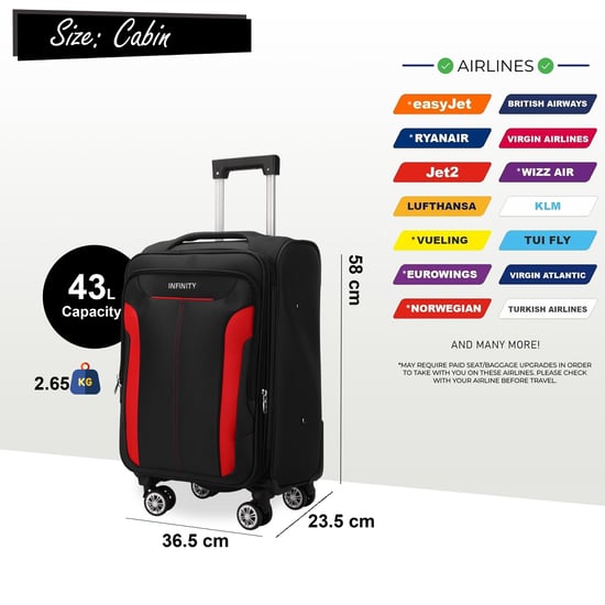 Zwarte uitbreidbare zachte koffer met 8 wielen, reisbagageset, lichte handbagage - Image 5