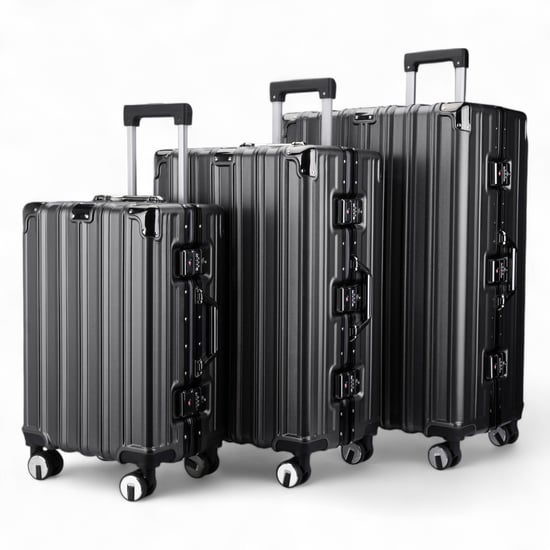 Harde koffer in antracietzwart, robuuste handbagagekoffer met 8 wielen - Image 4