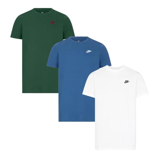 3-pack Nike Sportswear Club T-shirts voor Heren in Groen/Blauw/Wit - Image 1