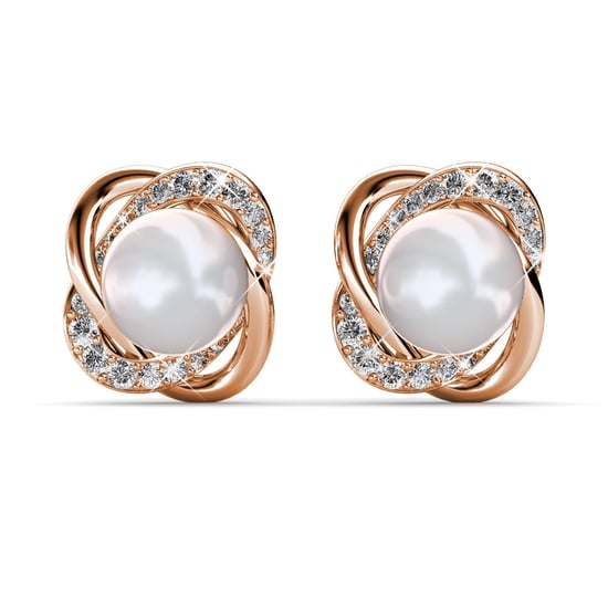 Simply Pearl oorbellen - Roségoud en kristal - Image 1