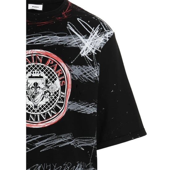 Balmain Paris Graffiti Coin Logo Zwart T-shirt - Image 3
