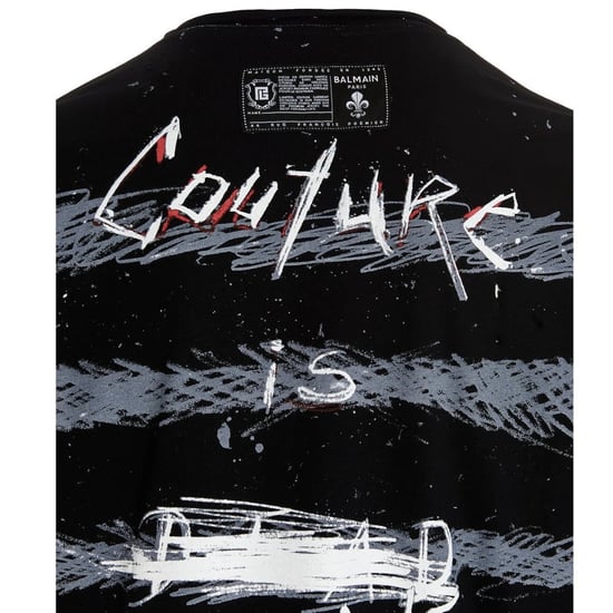 Balmain Paris Graffiti Coin Logo Zwart T-shirt - Image 4