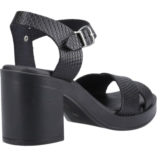 Hush Puppies Georgia Dames Leren Zwart/Slang Sandalen - Image 2