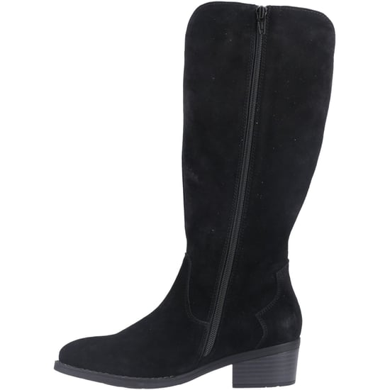 Hush Puppies Isabella Dames Suède Zwarte Kniehoge Laarzen Met Hak - Image 4