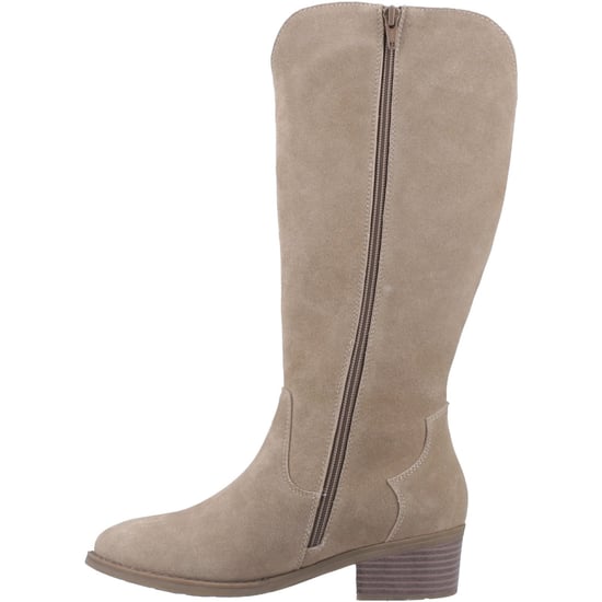 Hush Puppies Isabella Dames Suède Taupe Kniehoge Laarzen Met Hak - Image 4