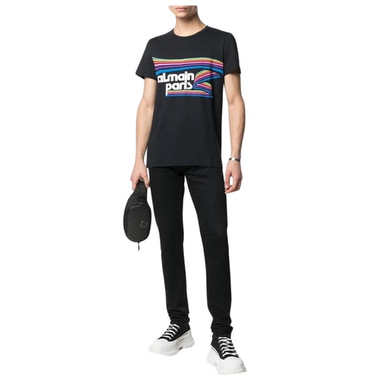 Balmain Paris Rainbow Multi Logo Zwart T-shirt - Image 3
