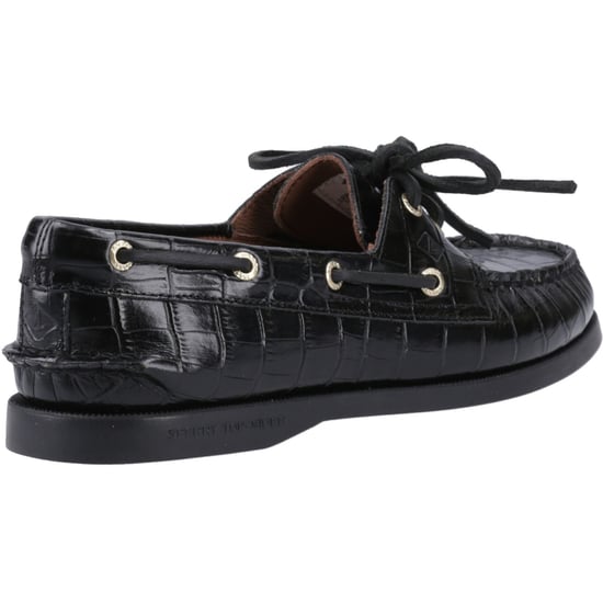 Sperry Authentic 2 Eye Dames Bootschoenen Van Zwart Leer - Image 2