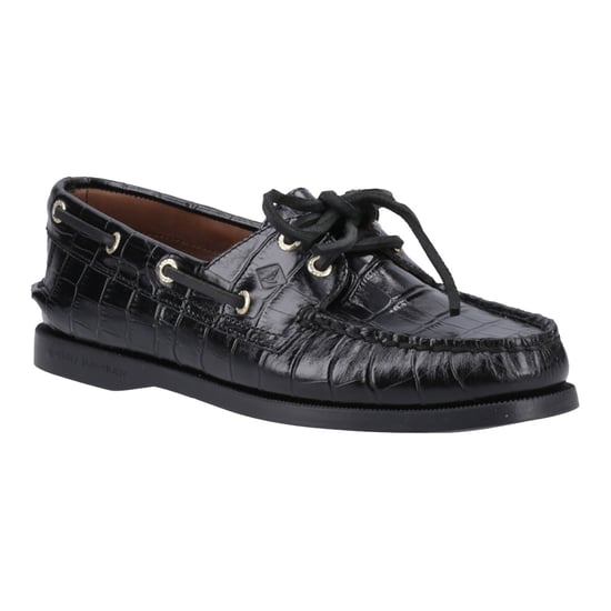 Sperry Authentic 2 Eye Dames Bootschoenen Van Zwart Leer - Image 6