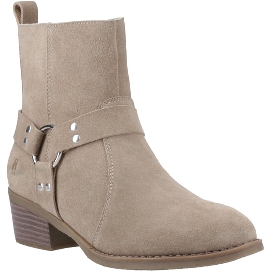 Hush Puppies Iria Dames Suède Taupe Enkellaarsjes Met Hak - Image 1