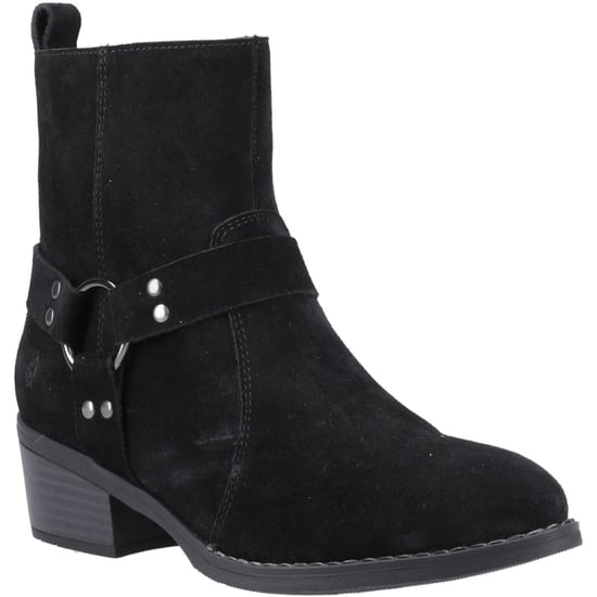 Hush Puppies Iria Dames Zwarte Suède Enkellaarzen Met Hak - Image 1