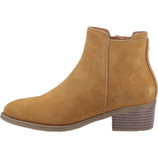 Hush Puppies Ingrid Suède Dames Tan Hak Enkellaarsjes - Image 4