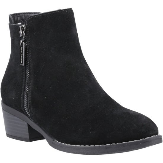 Hush Puppies Ingrid Dames Zwarte Suède Enkellaarzen Met Hak - Image 1