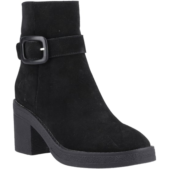 Hush Puppies Fearne Dames Zwarte Suède Enkellaarzen Met Hak - Image 1