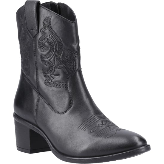 Hush Puppies Wynn Leren Zwarte Enkellaarzen Met Hak Voor Dames - Image 1
