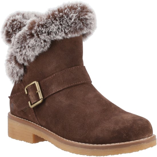 Hush Puppies Hannah Dames Suède Chocoladebruine Winter Enkellaarzen - Image 1