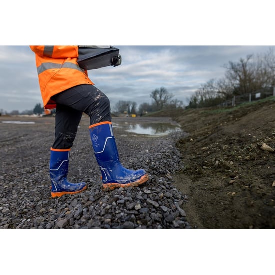 Muck Boots Grit S5 Rubberen Dames Regenlaarzen Blauw/oranje - Image 6