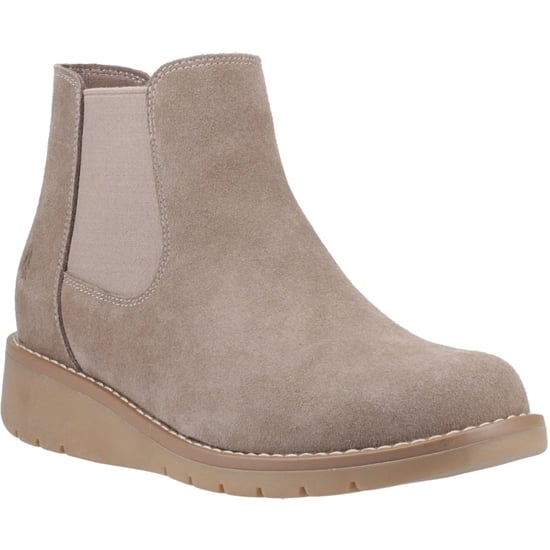 Hush Puppies Leonie Suède Dames Taupe Platte Chelsea Boots - Image 1