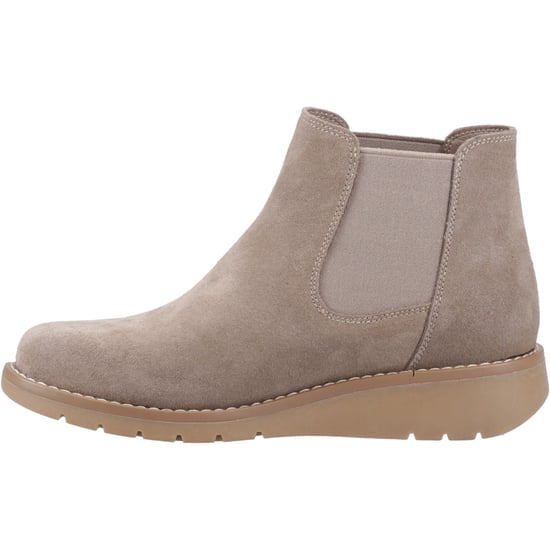 Hush Puppies Leonie Suède Dames Taupe Platte Chelsea Boots - Image 4