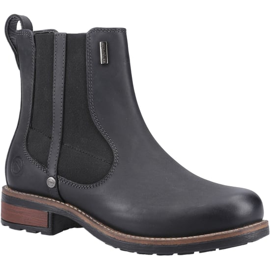 Cotswold Notgrove Leren Dames Zwarte Platte Chelsea Laarzen - Image 1