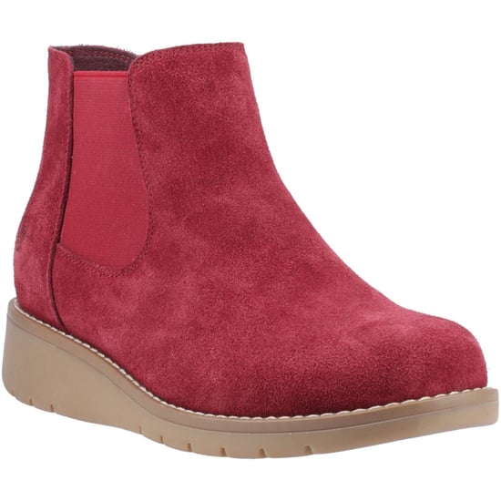 Hush Puppies Leonie Suède Dames Bordo Platte Chelsea Boots - Image 1