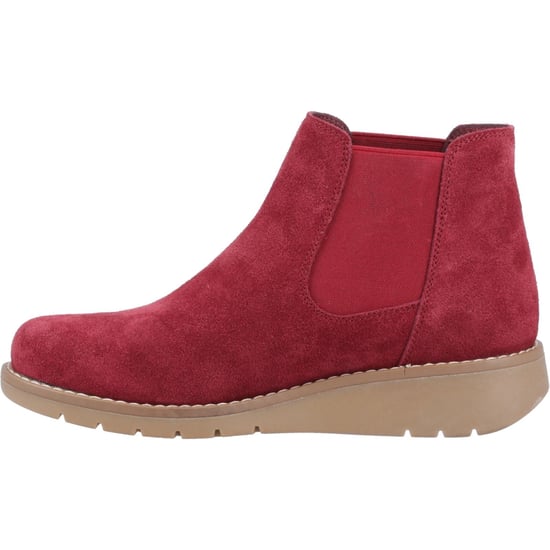 Hush Puppies Leonie Suède Dames Bordo Platte Chelsea Boots - Image 4
