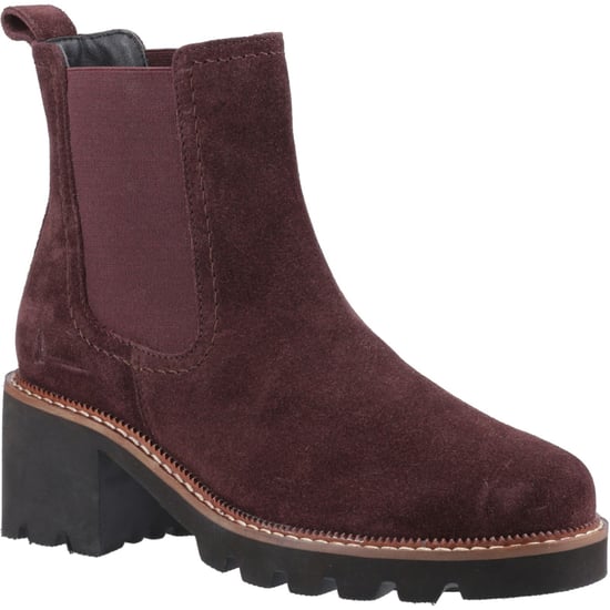 Hush Puppies Gaia Leren Dames Prune Kleurige Chelsea Laarzen Met Hak - Image 1
