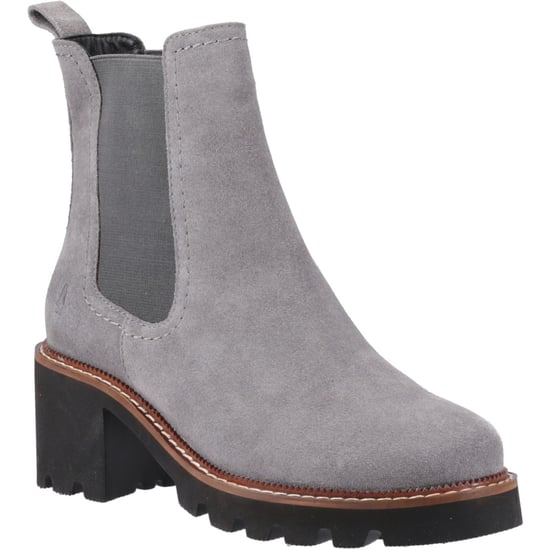 Hush Puppies Gaia Leren Dames Grijze Chelsea Laarzen Met Hak - Image 1