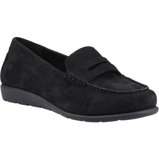 Hush Puppies Shelby Suède Dames Zwarte Instappers - Image 1