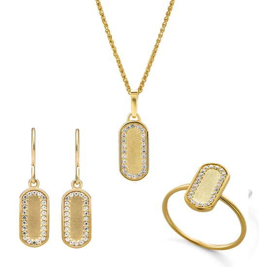 Orphelia 'Malaga' Dames 925 Sterling Zilveren Set: Ketting + Oorbellen + Ring - Gouden SET-7573/G - Image 1