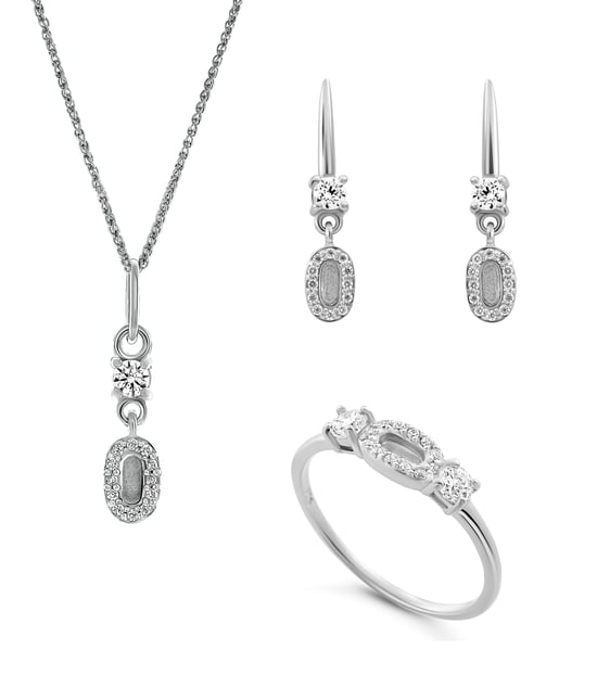 Orphelia 'Lily' Dames 925 Sterling Zilver Set: Ketting + Oorbellen + Ring - Zilver SET-7582 - Image 1
