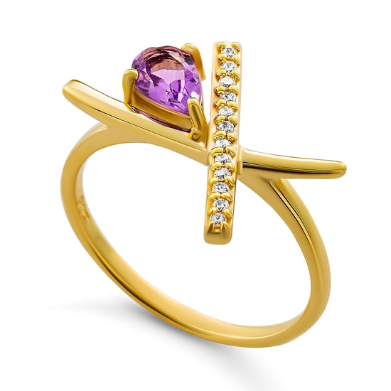 Orphelia 'Charlotte' Dames 925 Sterling Zilveren Set: Ketting + Oorbellen + Ring - Gouden SET-7580/A - Image 4