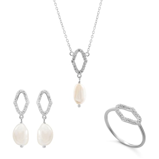 Orphelia 'Normandië' Dames 925 Sterling Zilveren Set: Ketting + Oorbellen + Ring - Zilver SET-7574 - Image 1